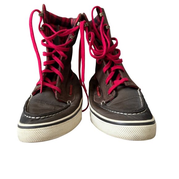 Sperry Top Sider 9301242 brown lace up boots shoes warm plaid interior 6 1/2M - Picture 3 of 9